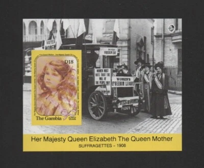 LA GAMBIA 1990 REINA MADRE 90 CUMPLEAÑOS IMPERFECTO M/HOJA (SG# MS1063) *MNH* Foto 1 de 2