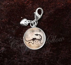 925 Sterling Silver Charm Fossil Dinosaur Paleontology Science  - Picture 1 of 3