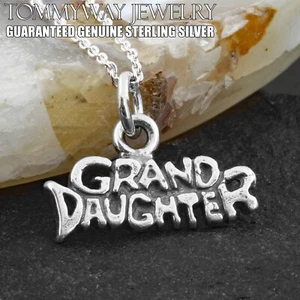 Real 925 Sterling Silver Grand Daughter Granddaughter Charm with Necklace - Picture 1 of 5