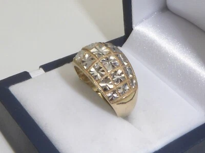 375 Gold Ring 9K Gelbgold Weißgold breiter Ring 4,55 g RG 57 - 18,1 mm 7377 - Bild 1 von 4