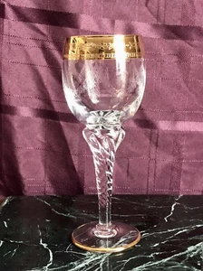 Arte Italica 24K Gold Accented RARE Clear Crystal 7.25” Wine Goblet Italian Made - Picture 1 of 6