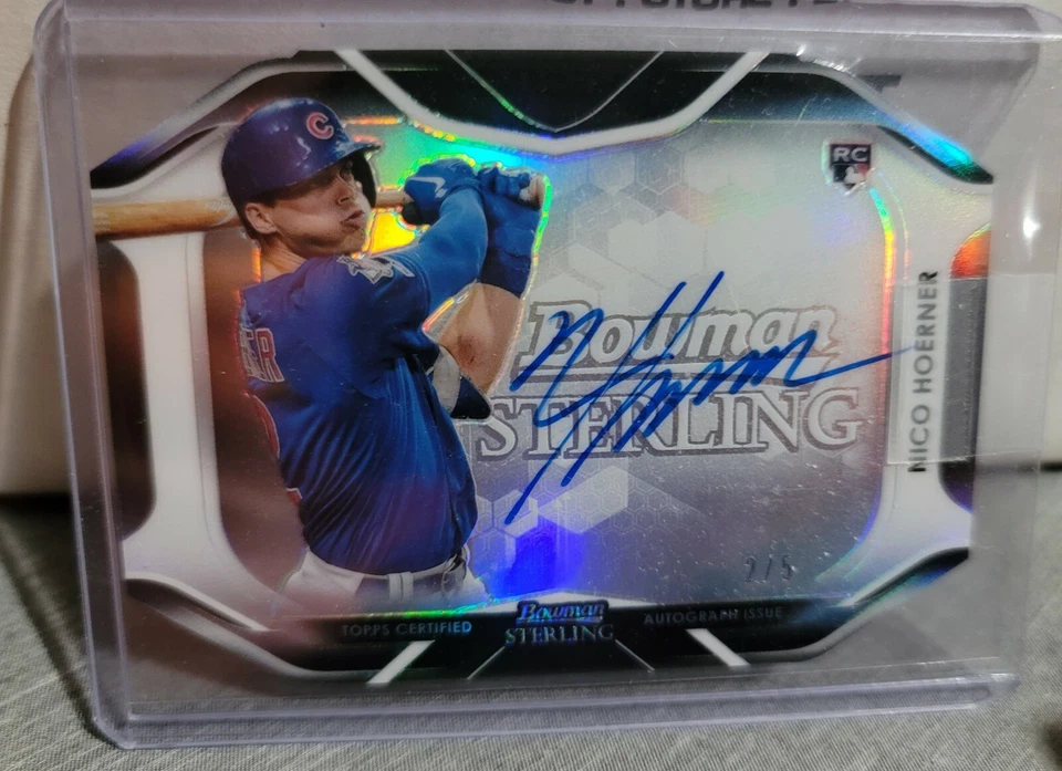 Nico Hoerner 2020 Bowman Sterling Chrome Refractor RC On Card Auto 2/5 Autograph - Image 1 of 2