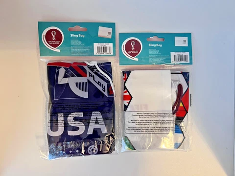 FIFA World Cup Qatar & USA 2022 Flags of Each Nation Sling Bag Set of 2 18"x14" Cover