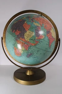 Vintage REPLOGLE 12 Inch GLOBE 1956 Metal Base Latitude Longitude Time Zones - Picture 1 of 24