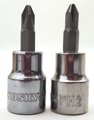Lot of 2 Husky #2 Phillips Bit Sockets 3/8" Drive PH2 - Image 1 of 4