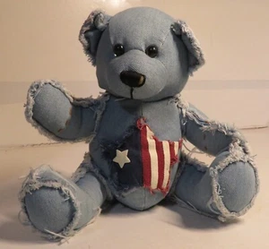 Vintage Laurel's Attic Denim Bear by Dan Dee Collector's Choice 8" Great Toy - Picture 1 of 16