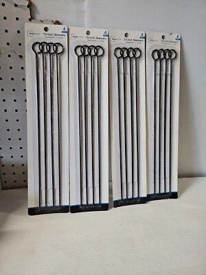 (4) Mainstays 4 Piece Chrome BBQ Skewers 15" Inch Long Easy To Clean TRL7#78 - Image 1 of 4