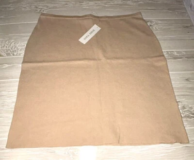 Falda Joan Vass Milano Tejida Almendra Nueva Con Etiquetas XL Foto 1 de 4