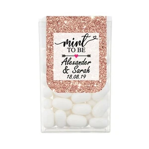 Personalisierter Roségold-Glitzer-Effekt Tic Tac Hochzeit Gefälligkeiten neuwertig zu sein Herzen - Bild 1 von 4