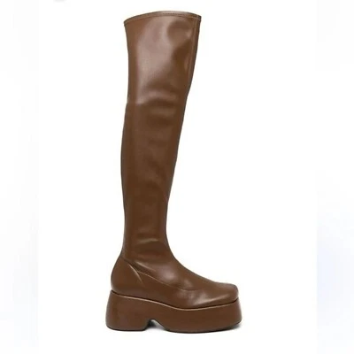 $650 Simon Miller Hustler Over Knee Boots PLATFORM SQUARE BROWN 40 (MF7) - Image 1 of 4