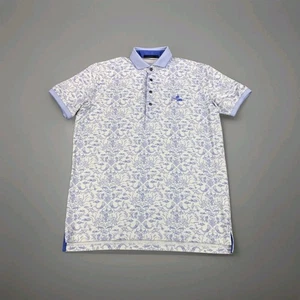 Greyson Ocean Curiosities Polo Shirt Mens Medium Blue Fishing Print Golf Tennis - Picture 1 of 12
