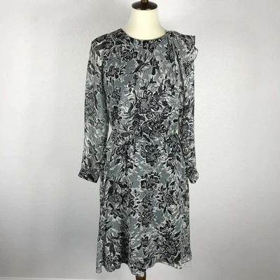 Vestido Band of Outsiders Mujer S Multicolor Floral Volantes Gris Negro Nuevo con Etiquetas Foto 1 de 4