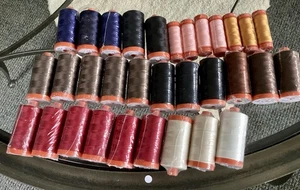 Lot Of Aurifil 50/2 Thread All New 100% Cotton -25 Large & 7 Small Spools NEW - Picture 1 of 2