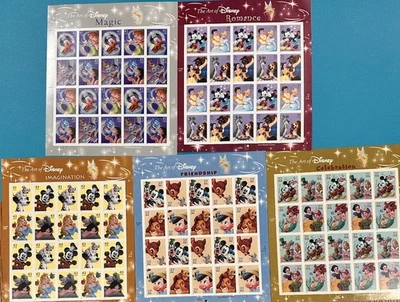 Hoja de estampillas postales Art Of Disney Magic Romance Imaginación Amistad Celebrar Foto 1 de 4