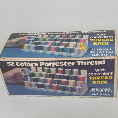 Vintage Plastic 32 Spool Rack Thread Holder 4-tier W 32 New Thread Spools - Image 1 of 4