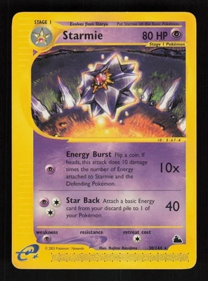 Starmie Rare Pokemon Card Normal Skyridge 30/144 MP+ Light bend - image 1 of 2