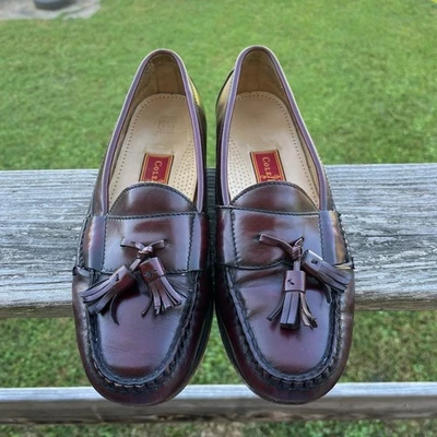 Vintage Cole Haan Tassel Leather Loafer Red Label Sz 8.5D Mens Burgundy Shoes - Image 1 of 4