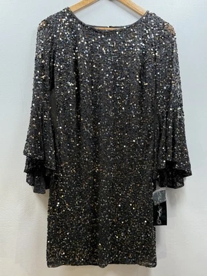 Новый с Ярлыками Pisarro ночь пепел/серый Bell рукав оболочка коктейльное платье размер 6 миниатюрный - Изображение 1 из 4