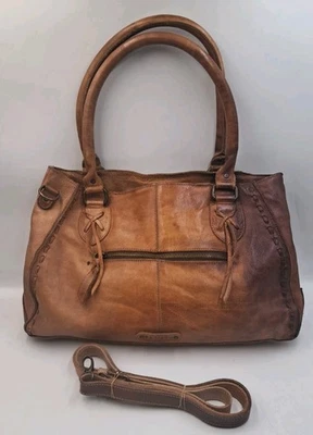 Bed Stu Rockababy Leather Satchel Shoulder Crossbody Cafe Latte  - Image 1 of 4