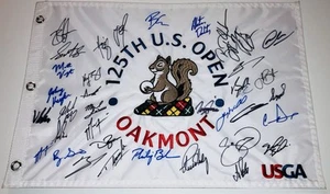 2025 US OPEN FIELD SIGNED AUTOGRAPHED OAKMONT FLAG GOLF SCOTTIE, JJ SPAUN +PROOF - Picture 1 of 5