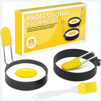 Spiegeleiform 2 Stück Edelstahl Antihaft mit Klappgriff Pancake Omelett 7.5cm - Bild 1 von 4