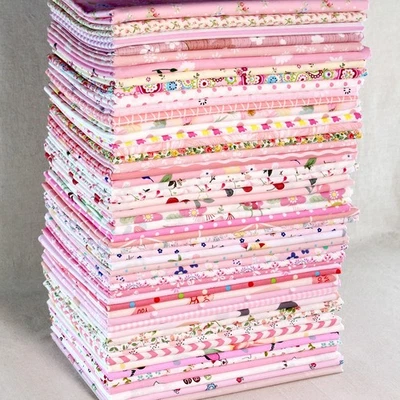 50/15cm Sewing Craft Pink Cotton Fabric Quilting Squares Bundle Scraps Lot DIY - Image 1 of 4