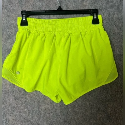Lululemon Woman 6 Hotty Hot HR  Highlight Yellow athletic running lined Shorts - Image 1 of 4