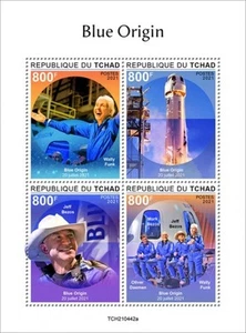 Chad - 2021 Blue Origin & Jeff Bezos - 4 Stamp Sheet - TCH210442a - Picture 1 of 1