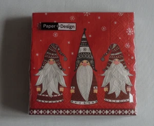20 Servietten Wichtel Gnome Weihnachten rot 1 Packung OVP Cocktailservietten PD - Picture 1 of 2