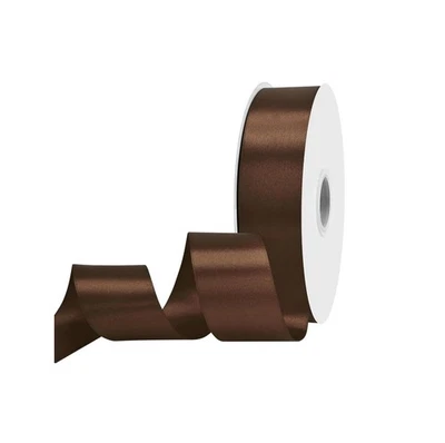 Maclemon 1.5” x 100Y Brown Double Face Satin Ribbon for Gift Wrapping & Crafts - Image 1 of 2
