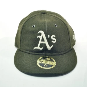 New Era 59FIFTY A's Oakland Athletics Retro Crown Olive Green Wool 7 1/4 MLB Cap - Picture 1 of 9