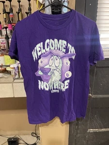 Courage the cowardly dog vtg purple tshirt Cartoon Network preowned excellent - Picture 1 of 3
