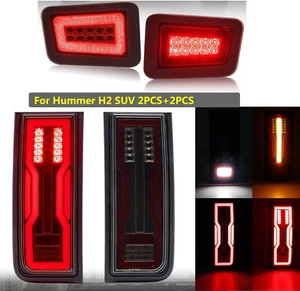 For 2003-2009 Hummer H2 SUV LED Rear Bumper Fog Turn Signal + Brake Tail Lights - Picture 1 of 14