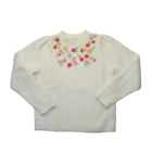 Nwt La Maille Sezane Ombline Jumper In Ecru Floral Embroidered Sweater M