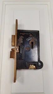 Victorian Antique Corbin Mortise Door Lock With Detailed Brass Faceplate - Picture 1 of 10
