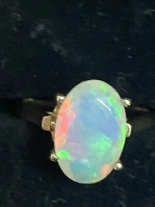 14k Solid Gold Natural 3 Ct Faceted Fire Opal Ring Sz7 GIA inspected authentic - Picture 1 of 24