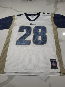 Vintage St Louis Rams Marshall Faulk White Reebok Jersey Size Medium - Picture 1 of 6