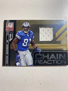 Calvin Johnson 2010 Donruss Elite Chain Reaction Game Used Jersey Patch 31/299 - Picture 1 of 4