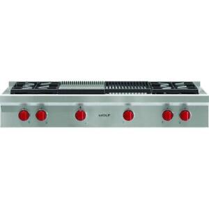 Wolf SRT484CG 48" Built-In Gas Cooktop with 4 Burners and Infrared Charbroiler