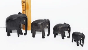 Ebenholz handgeschnitzt Holz Elefant Familie Menge: (4) - Bild 1 von 4