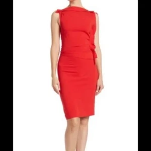 REISS Robyn Ruffle Red Dress Asymmetrical Side Ruffle Wedding Knee Length UK10 - Picture 1 of 9