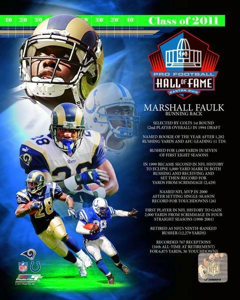 MARSHALL FAULK NFL Salón de la Fama Salón de la Fama Clase de 2011 FOTO 8x10 St. Louis Rams Foto 1 de 1
