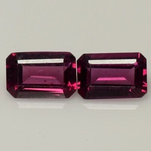 1.25 Ct & 6x4 mm _ Purple Pink Natural Rhodolite Garnet Octagon 2pc's Gemstones - Picture 1 of 10