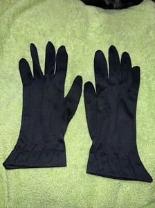 Vintage Womens Ladies Black Gloves Embroidered Size 7 Harms of California. - Picture 1 of 4
