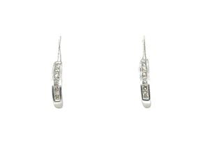 Diamond Stud Half Hoop Earrings Mined .25ct Platinum 14K White Gold - Picture 1 of 5