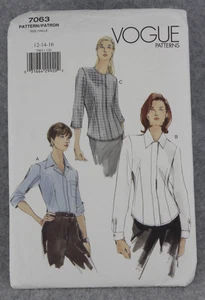 Vogue Sewing Pattern 7063 12-14-16 Misses Blouse Semi Fitted Fly Button Uncut - Picture 1 of 5