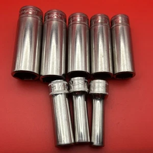 Enchufes métricos Snap On 3/8 Drive Deep 6 puntos 8,9,11, 14-18 mm 8 piezas - Imagen 1 de 7