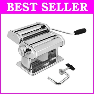 Stainless Steel Manual Pasta Maker with Adjustable Thickness for Perfect Noodles - Picture 1 of 9