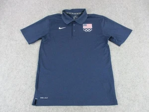 Nike Olympic Team Polo Shirt Mens Small Navy Blue Dri-FIT USA Flag Athletic - Picture 1 of 11