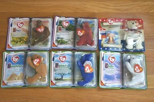 6 Ty Teenie Beanie Baby Legends Trio Humphrey Peanut Chilly Libearty Steg Rex - Bild 1 von 7